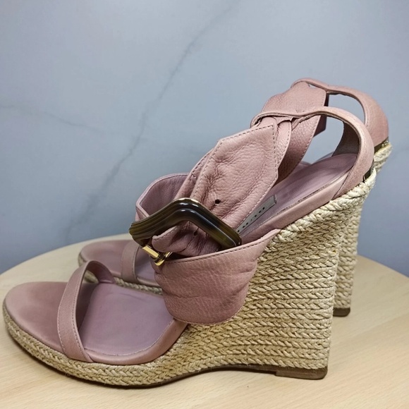 Burberry Catsbrook Wedge Sandal Espadrille Blush Pink Size 38 - Picture 4 of 10